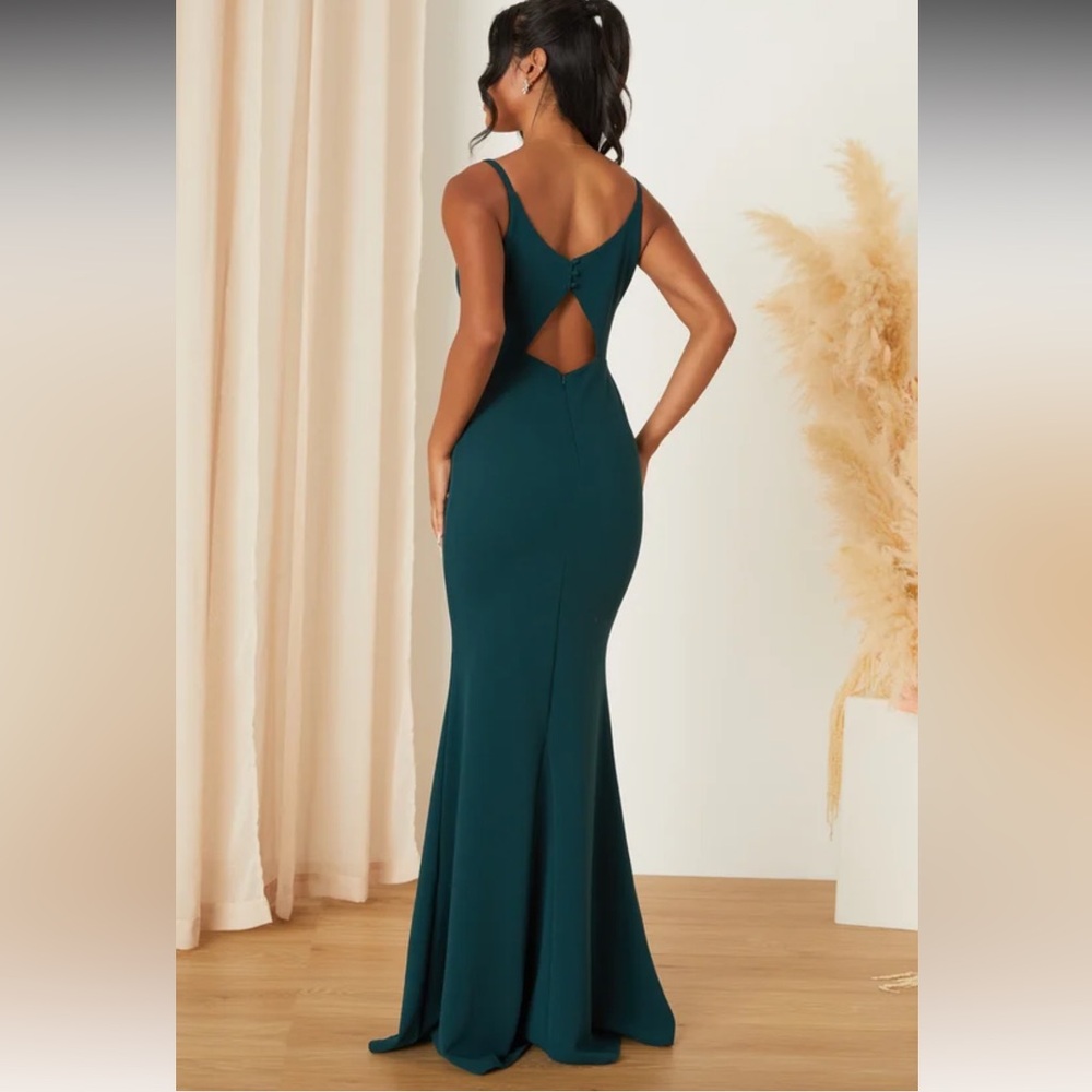 Lulus Moments Of Bliss Forest Green Backless Mermaid Maxi Dress